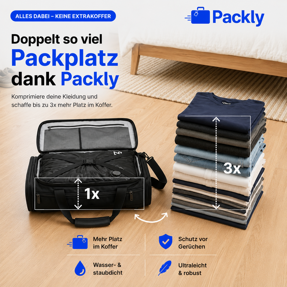 Packwuerfel vs. Vakuumbeutel vs. Kompressionstasche: Was spart wirklich Platz?